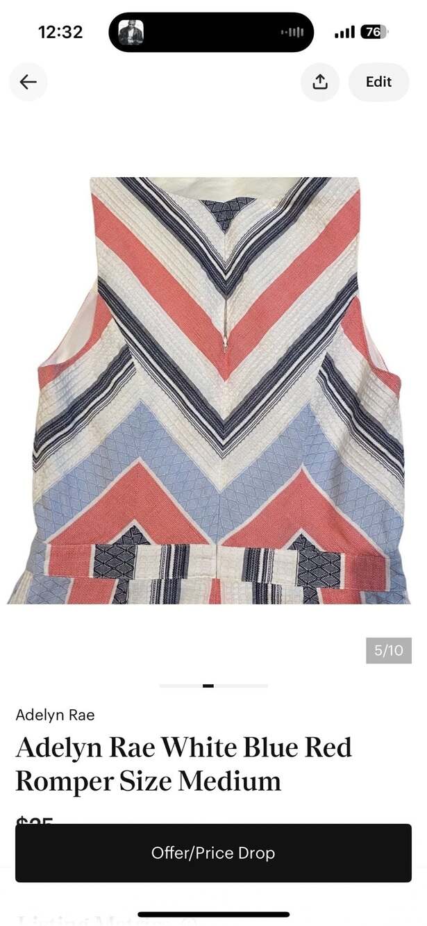 Adelyn Rae Striped Chevron Romper Size Medium - Picture 7 of 10